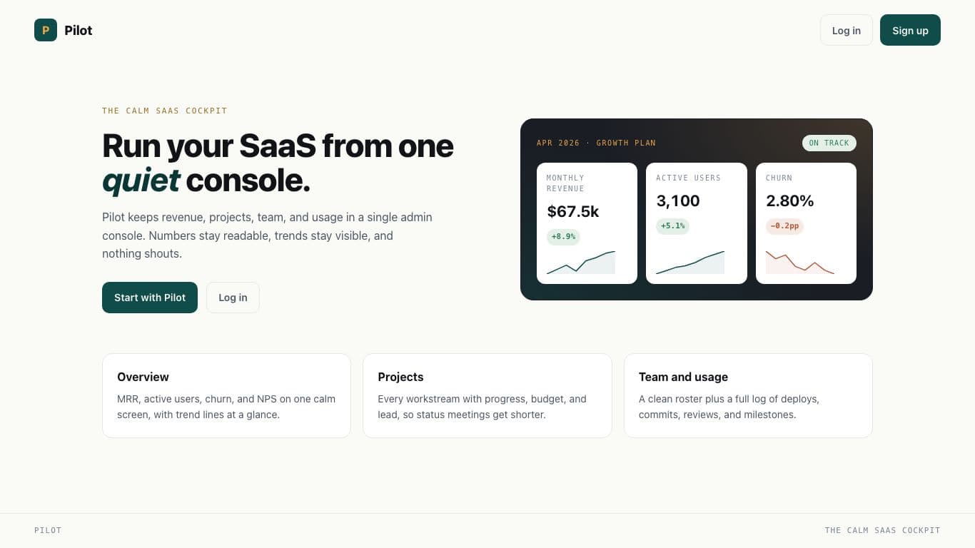 Pilot, live at pilot-saas-console.instroc.app