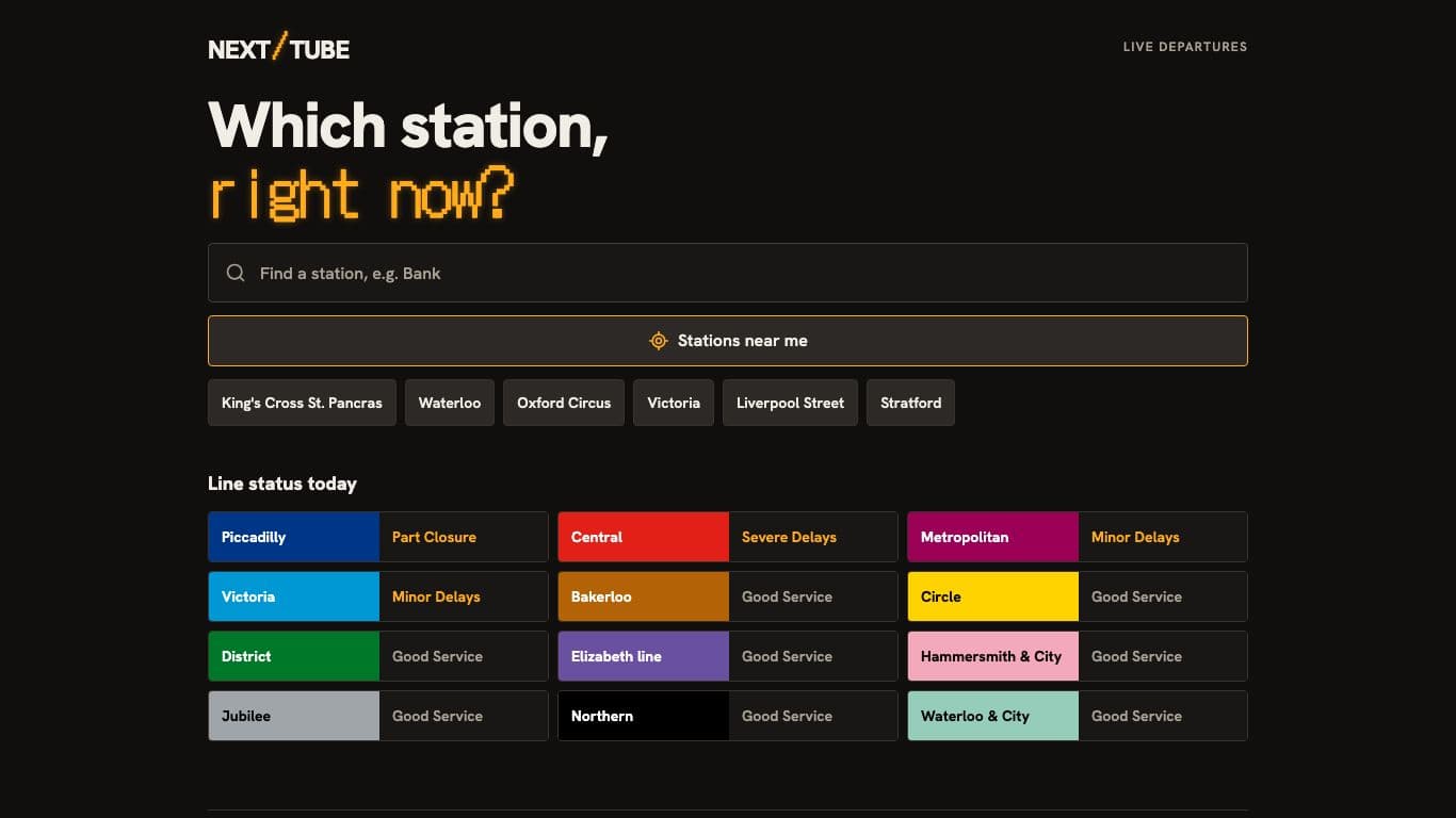 Next Tube, live at tubetimes.instroc.app