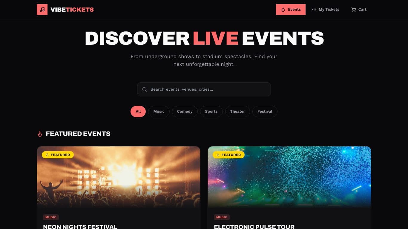 Vibe Tickets, live at vibe-tickets.instroc.app